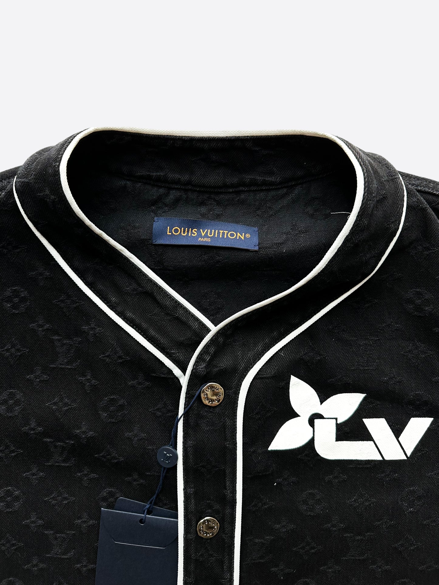 Louis Vuitton LV Leaf Denim Baseball Jersey Shirt
