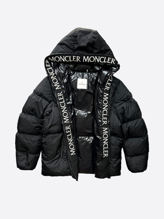 Moncler Black Montcla Logo Repeat Puffer Jackets