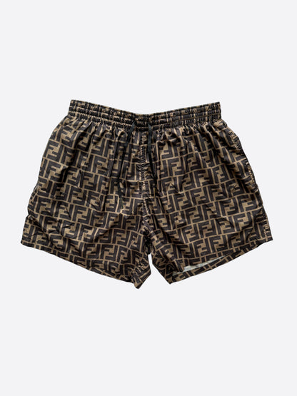 Fendi Brown & Black Monogram Swimshorts