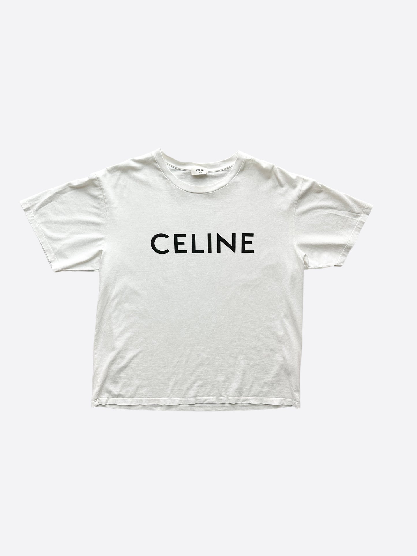 Céline Celine Logo T-Shirt in White Cotton ref.1025650 - Joli Closet