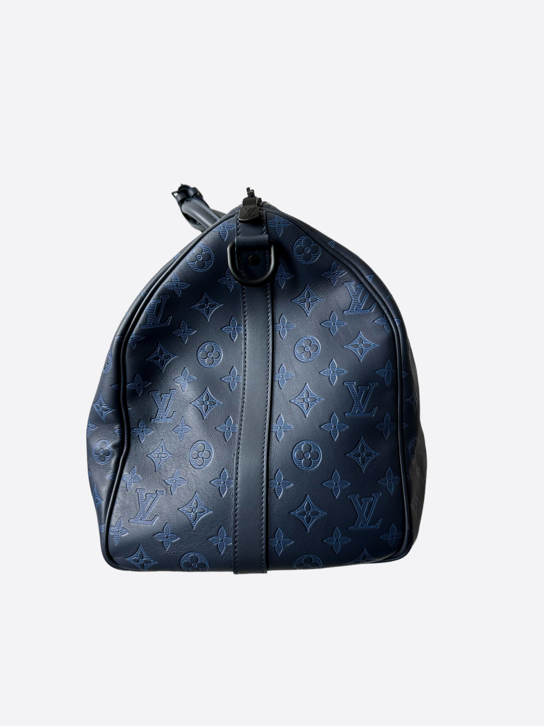 Louis Vuitton Blue Shadow Leather Monogram Keepall 50