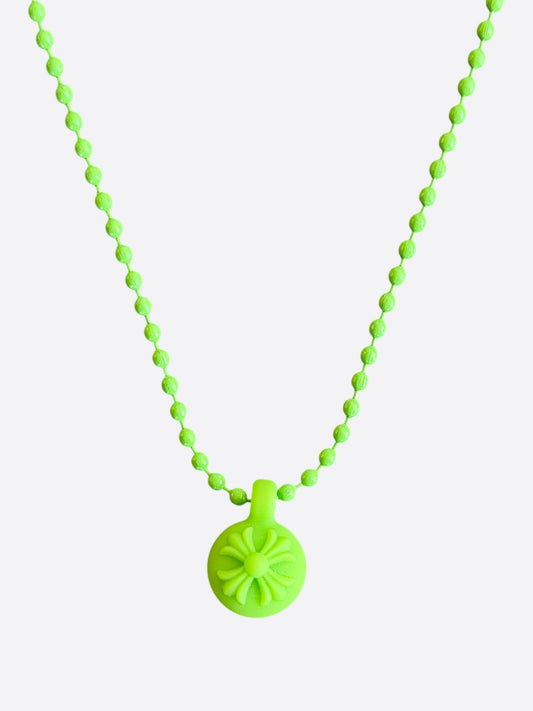 Chrome Hearts Green Silichrome Cross Ball Necklace