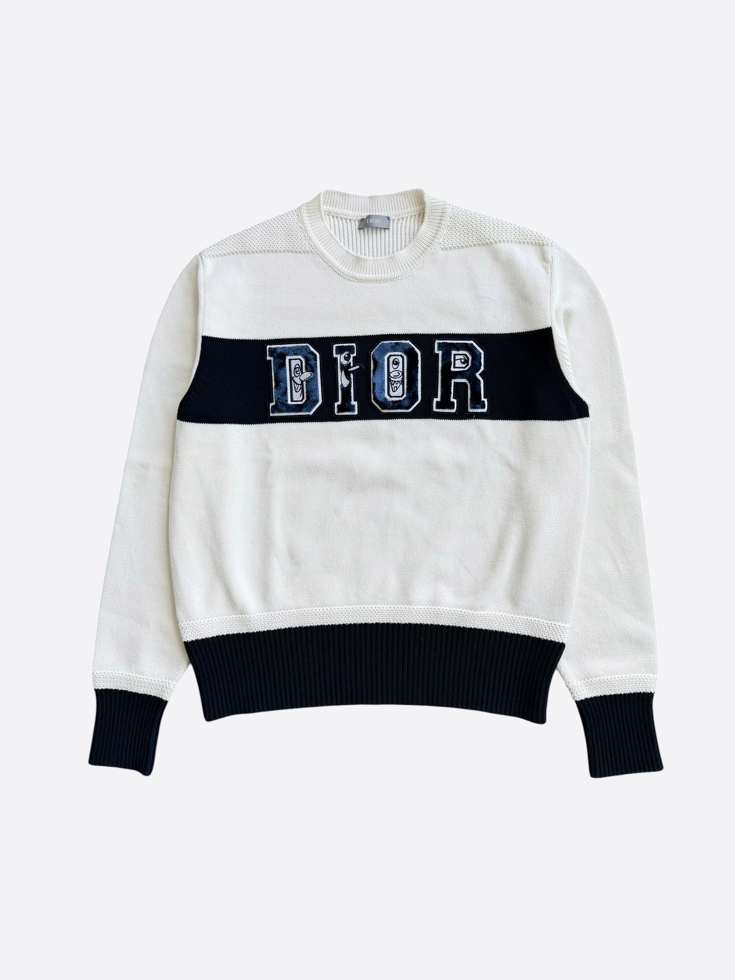 Dior Kenny Scharf White & Black Logo Knit Sweater