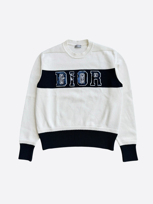 Dior Kenny Scharf White & Black Logo Knit Sweater