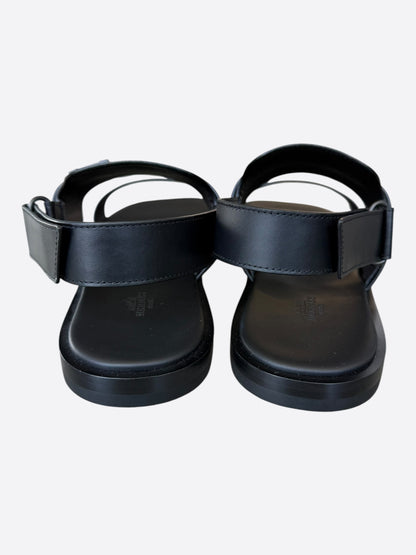 Hermes Black Leather Giacomo Sandals