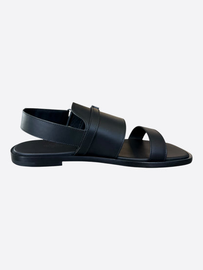 Hermes Black Leather Giacomo Sandals
