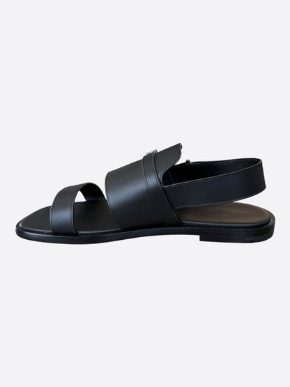 Hermes Black Leather Giacomo Sandals