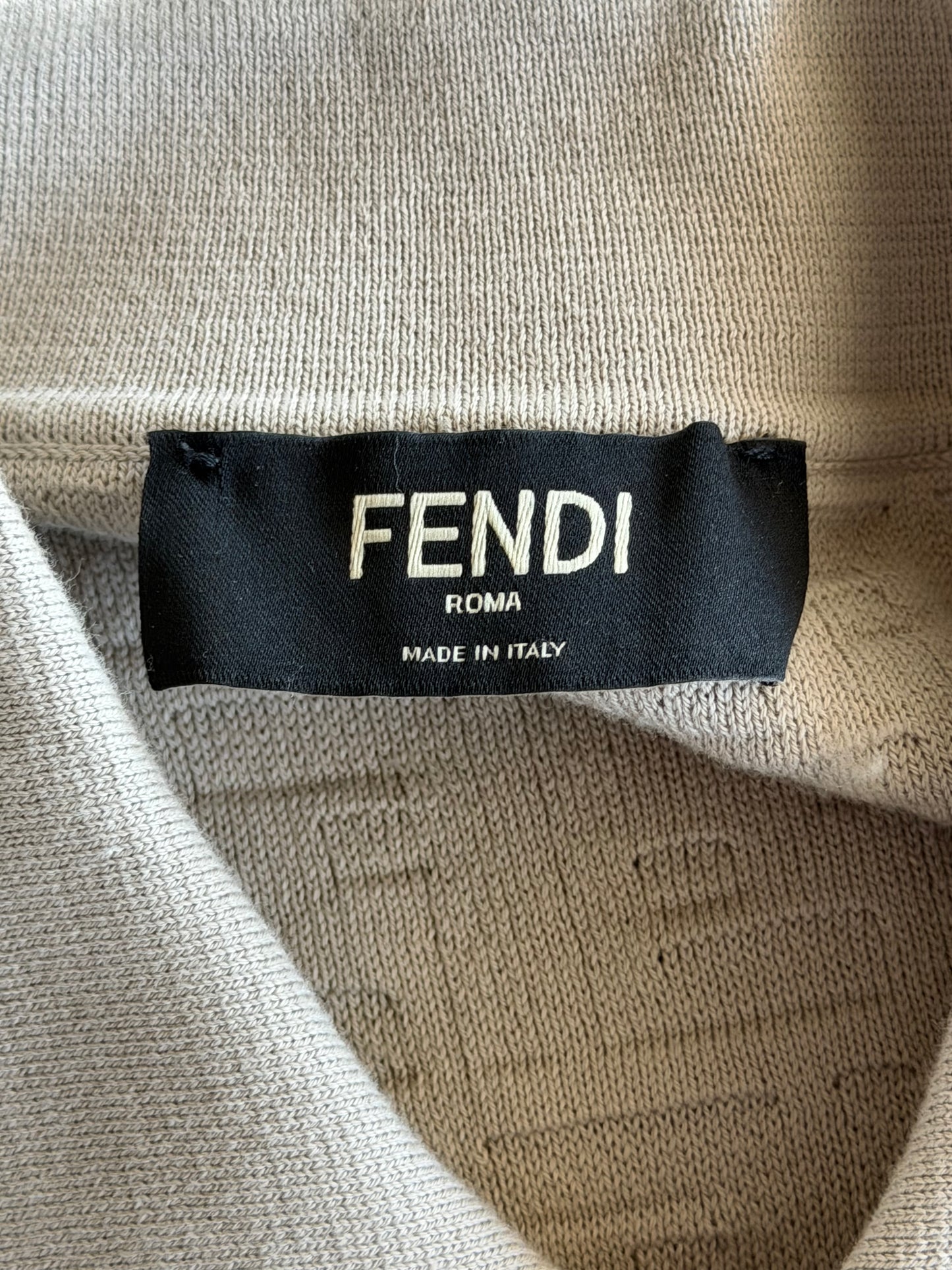 Fendi Beige FF Jacquard Monogram Polo T-Shirt