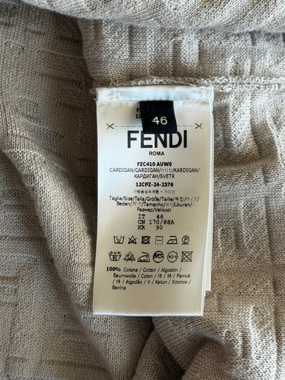 Fendi Beige FF Jacquard Monogram Polo T-Shirt