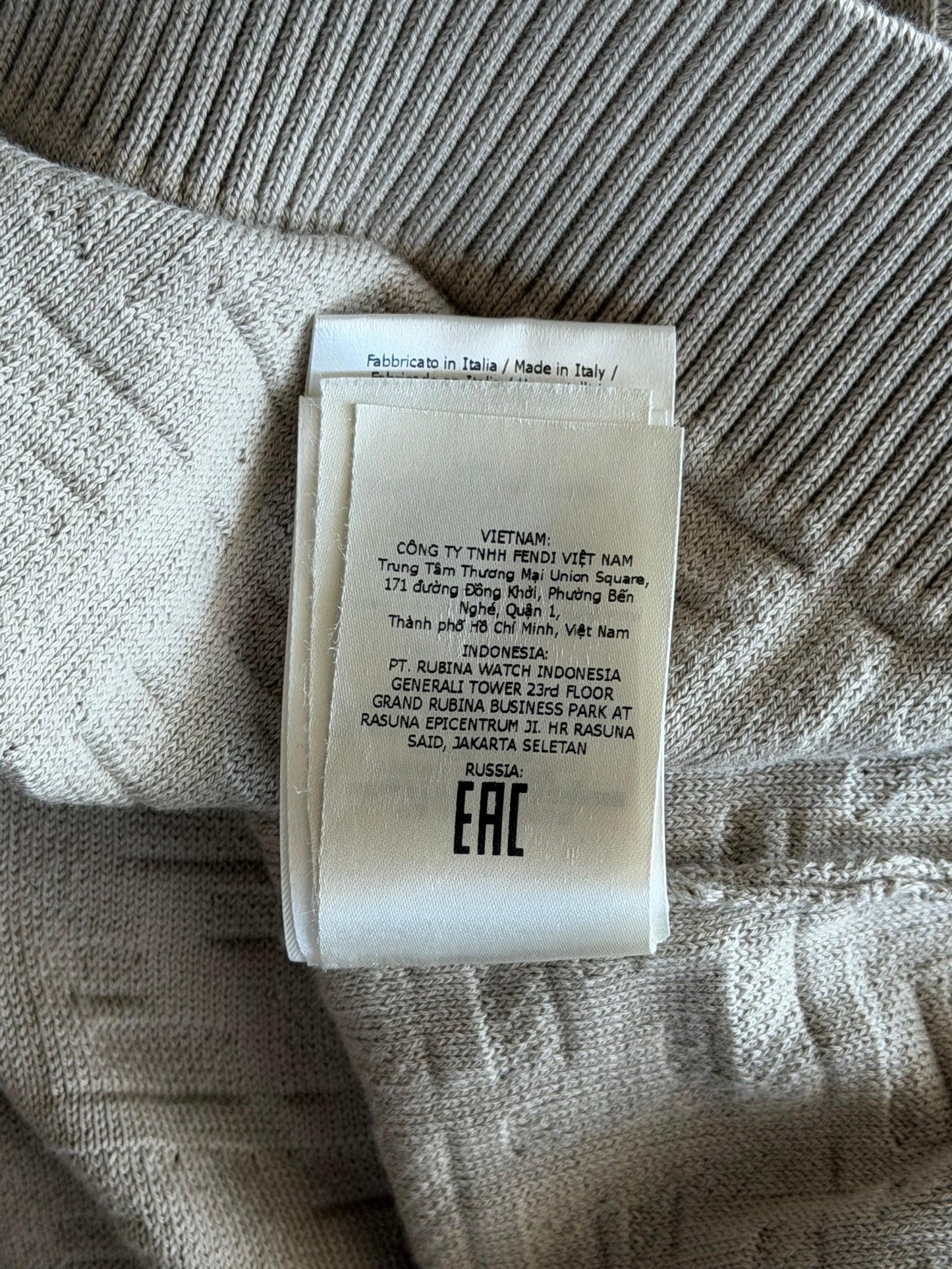 Fendi Beige FF Jacquard Monogram Polo T-Shirt