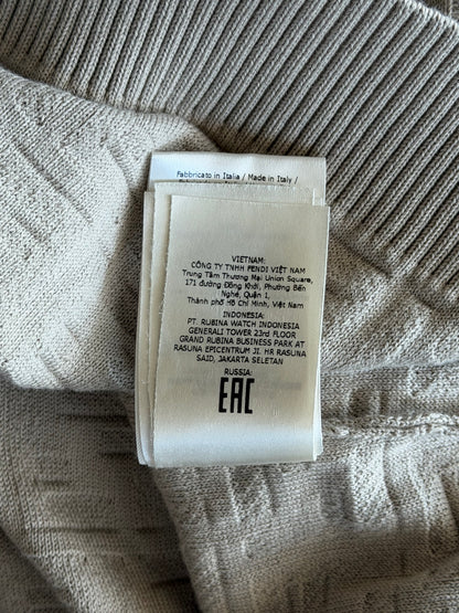Fendi Beige FF Jacquard Monogram Polo T-Shirt
