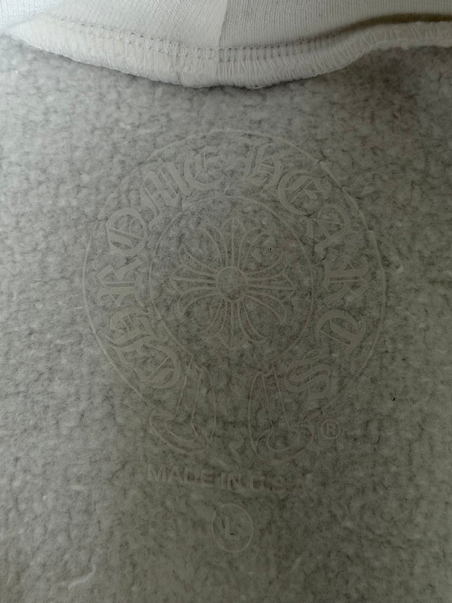 Chrome Hearts White & Silver Foil Script Logo Hoodie