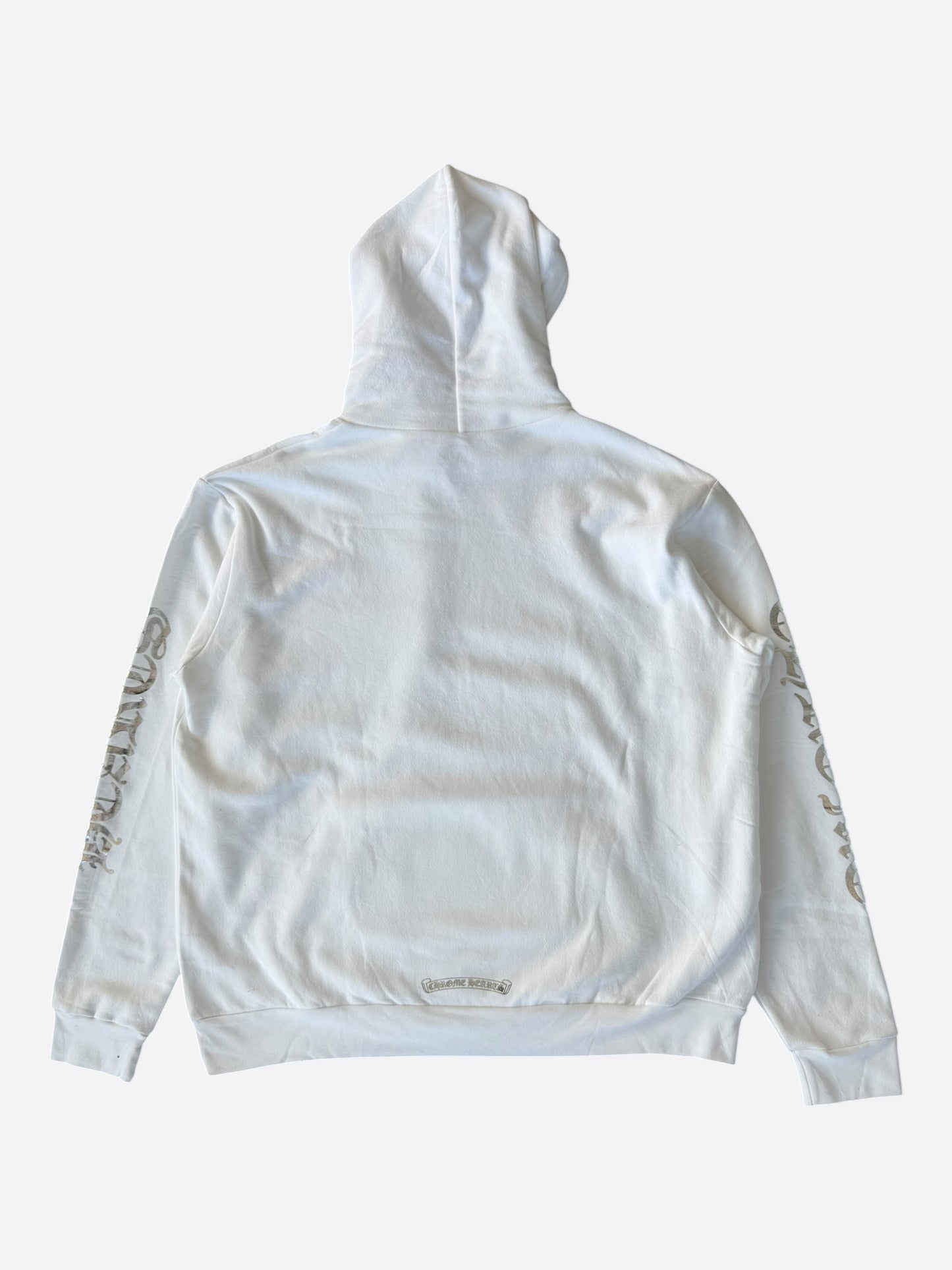 Chrome Hearts White & Silver Foil Script Logo Hoodie