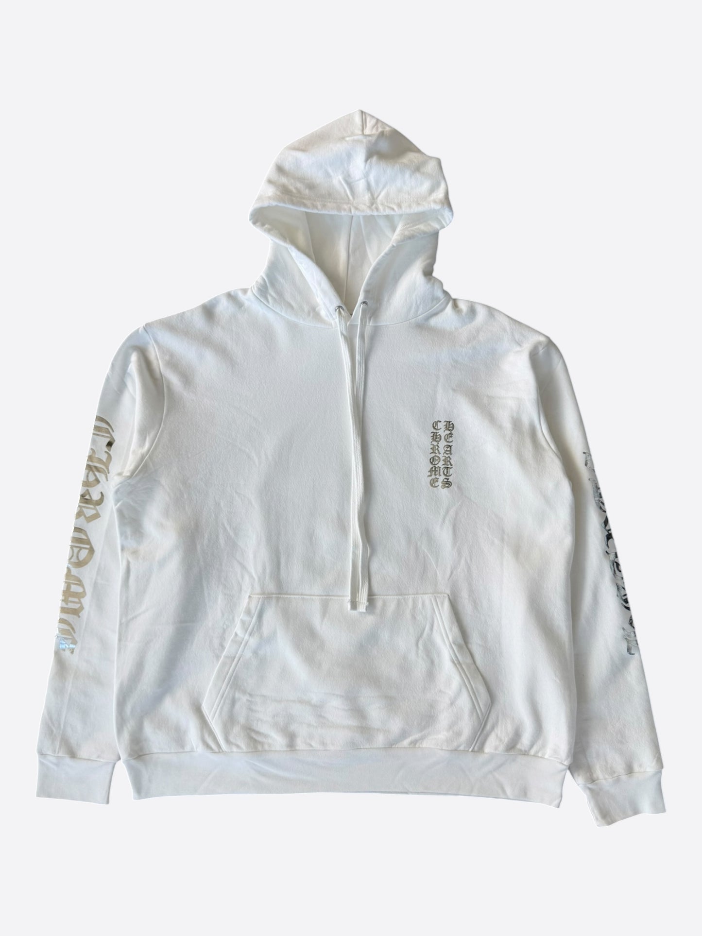 Chrome Hearts White & Silver Foil Script Logo Hoodie