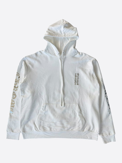 Chrome Hearts White & Silver Foil Script Logo Hoodie