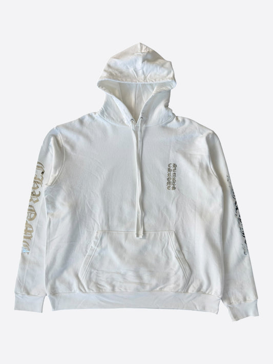 Chrome Hearts White & Silver Foil Script Logo Hoodie