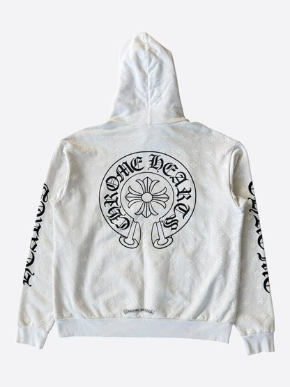 Chrome Hearts White & Black Cross Jacquard Horseshoe Logo Hoodie