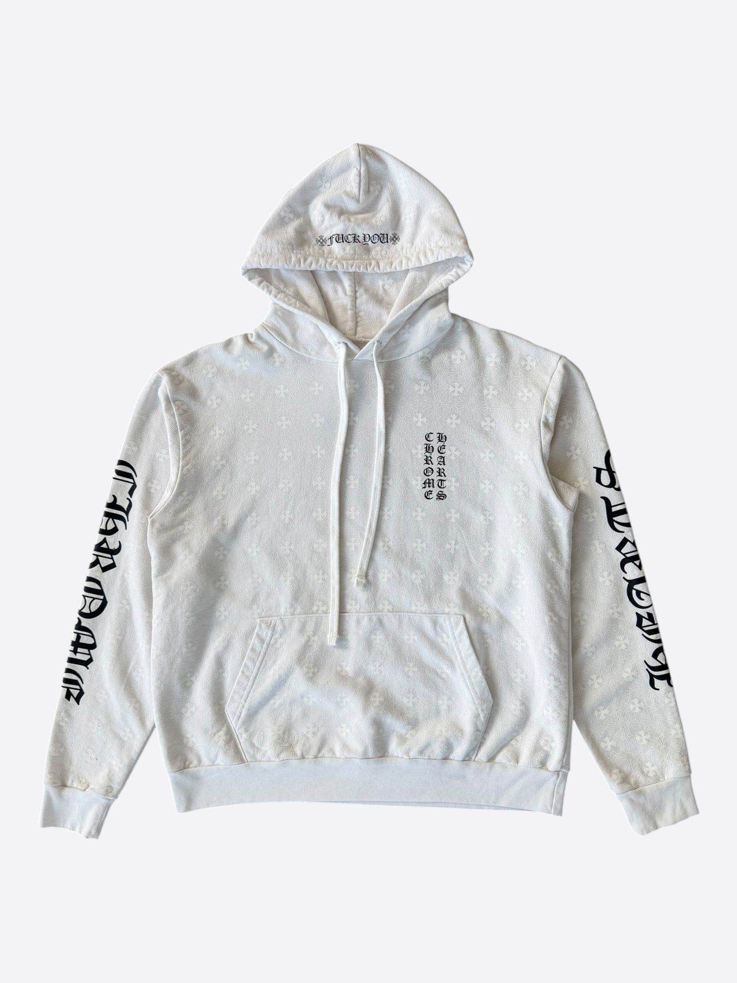 Chrome Hearts White & Black Cross Jacquard Horseshoe Logo Hoodie