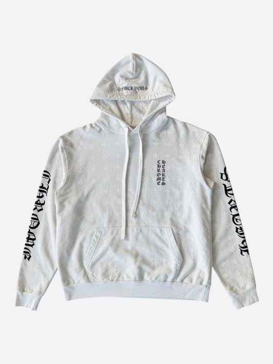 Chrome Hearts White & Black Cross Jacquard Horseshoe Logo Hoodie