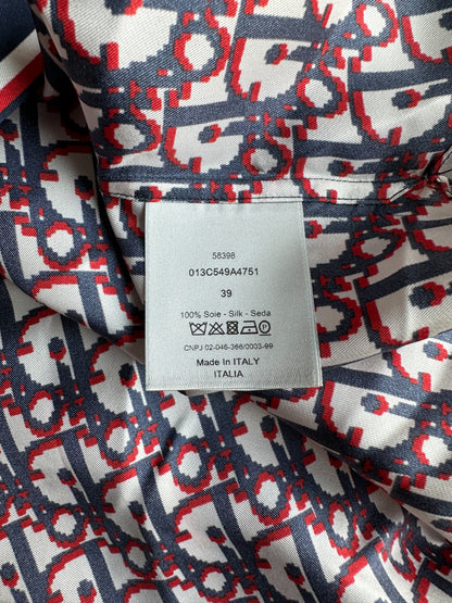 Dior Blue & Red Pixel Oblique Button Up Shirt