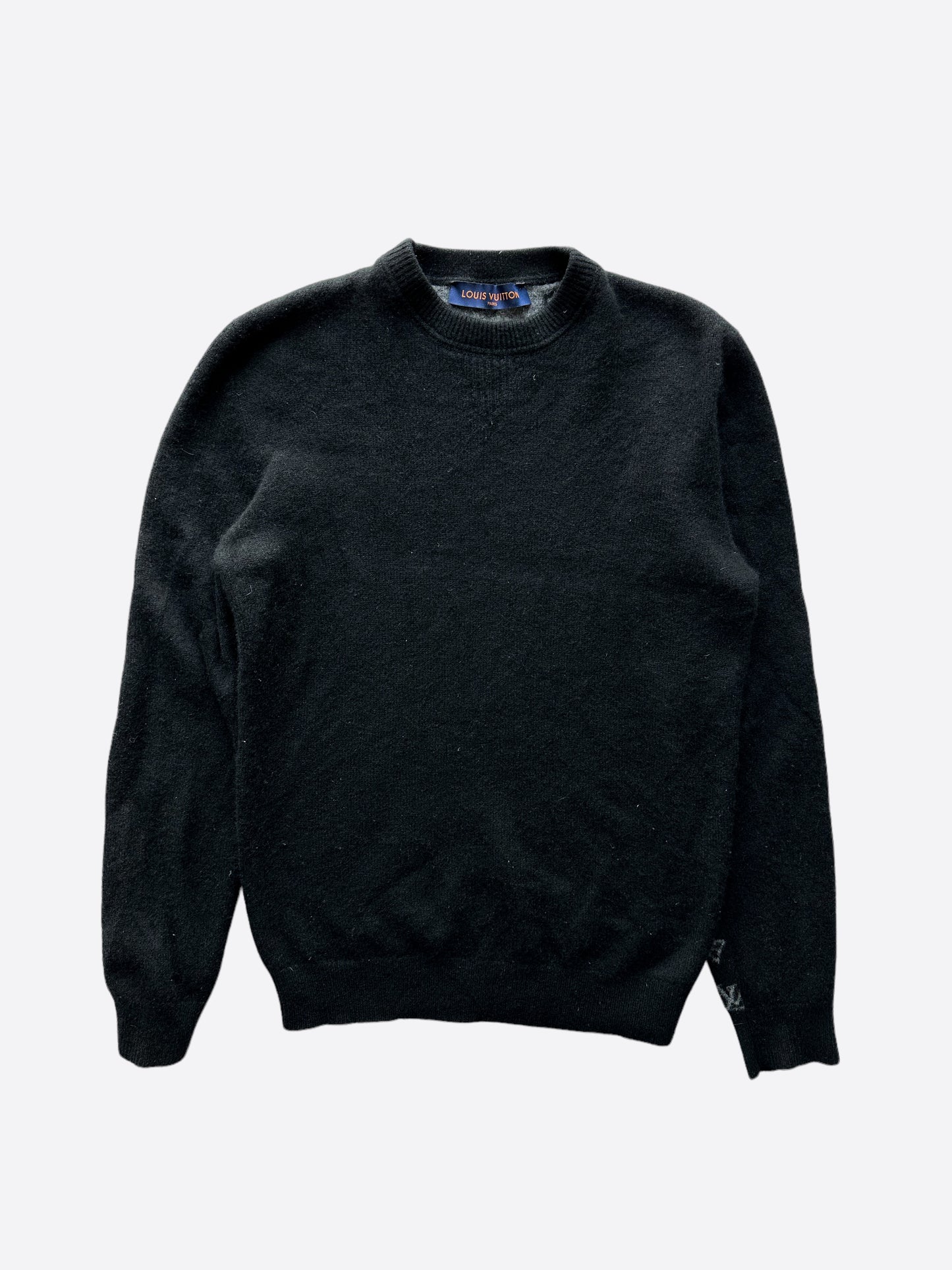 LOUIS VUITTON Knit Hat Cashmere 100% Monogram Black Gray Logo