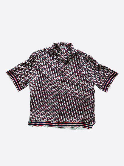 Dior Blue & Red Pixel Oblique Button Up Shirt
