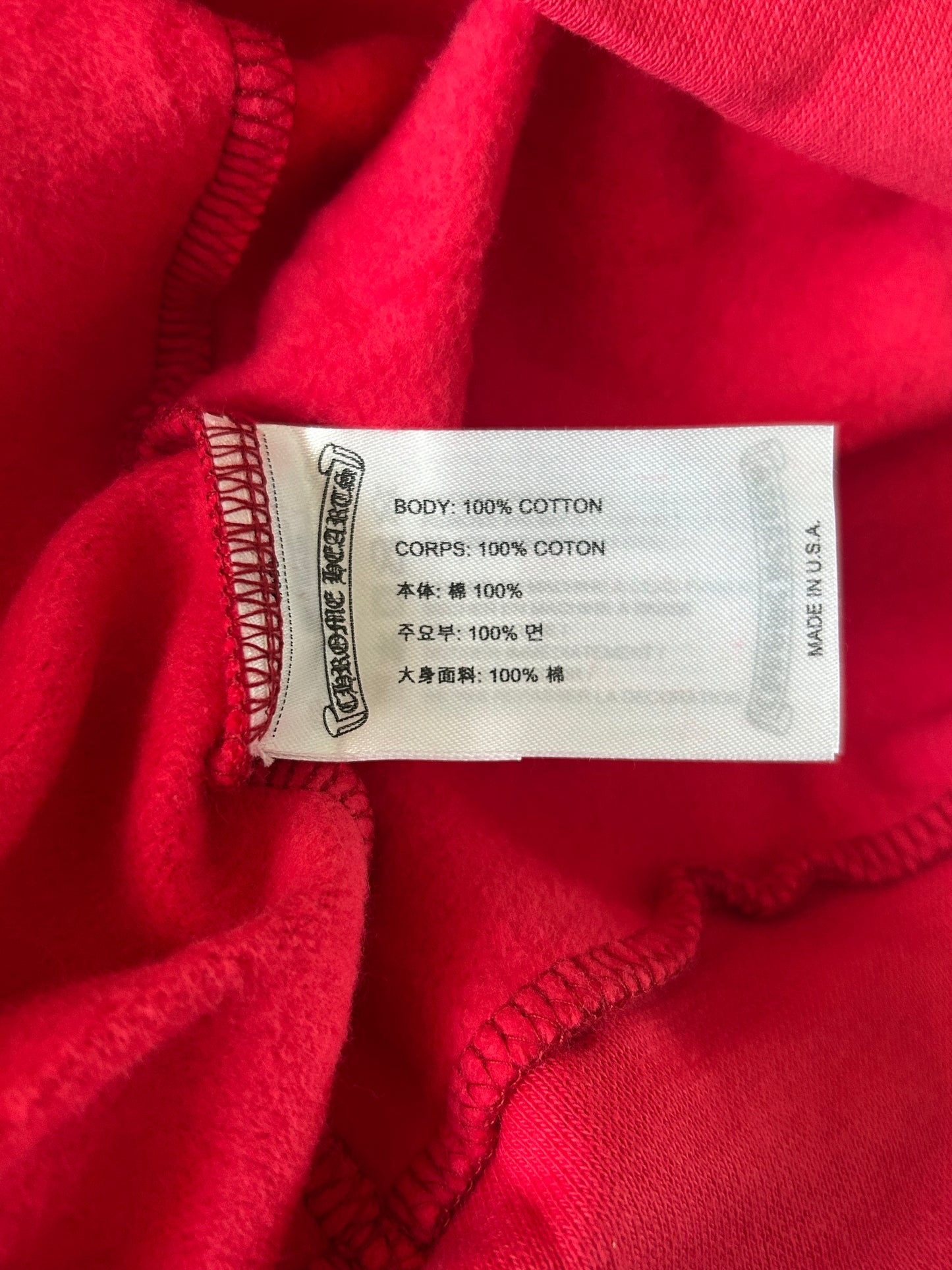 Chrome Hearts Red & White Scroll Logo Hoodie