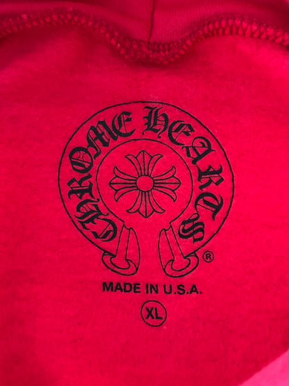 Chrome Hearts Red & White Scroll Logo Hoodie