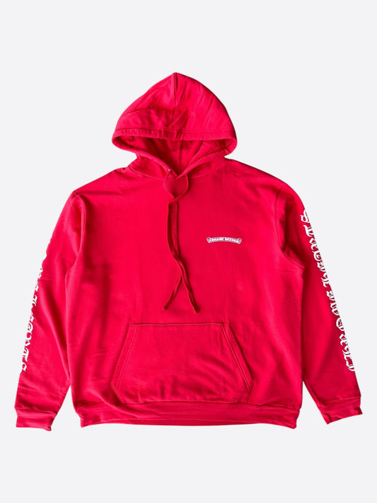 Chrome Hearts Red & White Scroll Logo Hoodie