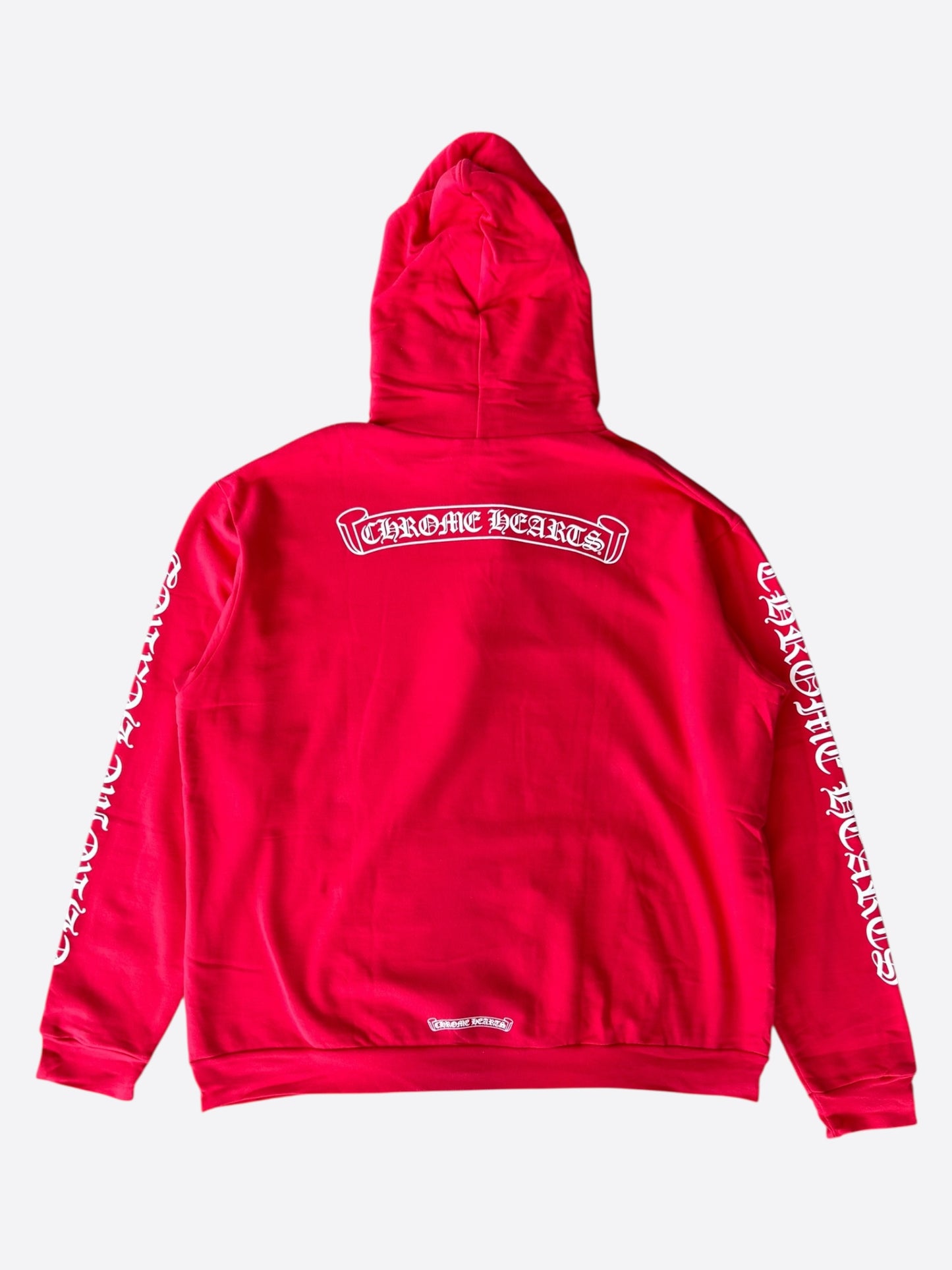 Chrome Hearts Red & White Scroll Logo Hoodie