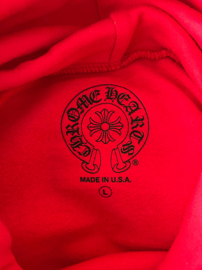 Chrome Hearts Red & White Scroll Logo Hoodie