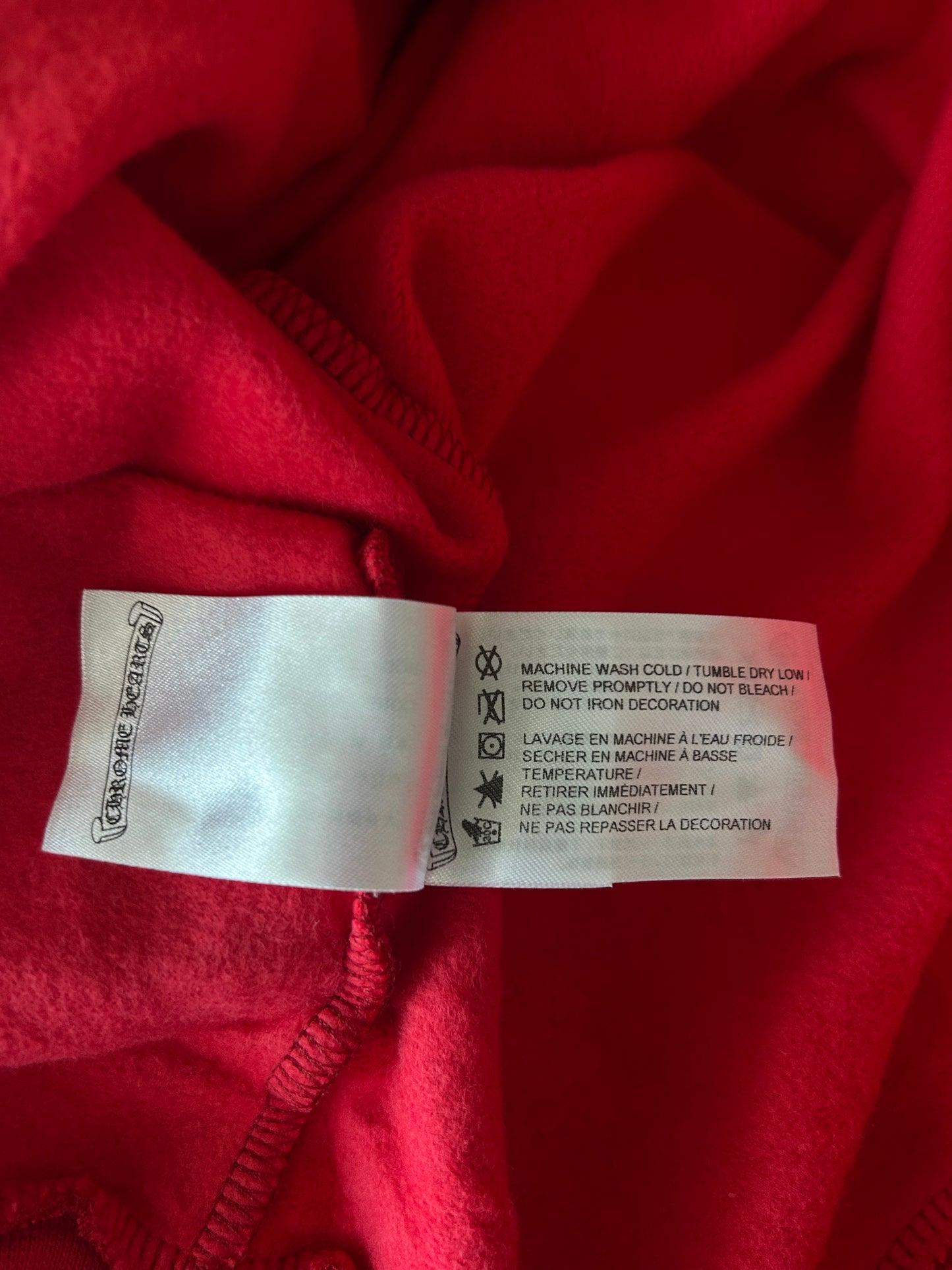 Chrome Hearts Red & White Scroll Logo Hoodie