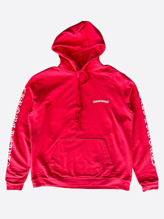 Chrome Hearts Red & White Scroll Logo Hoodie