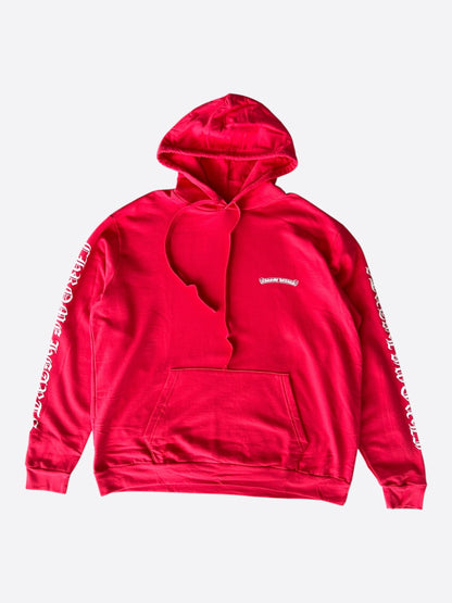 Chrome Hearts Red & White Scroll Logo Hoodie
