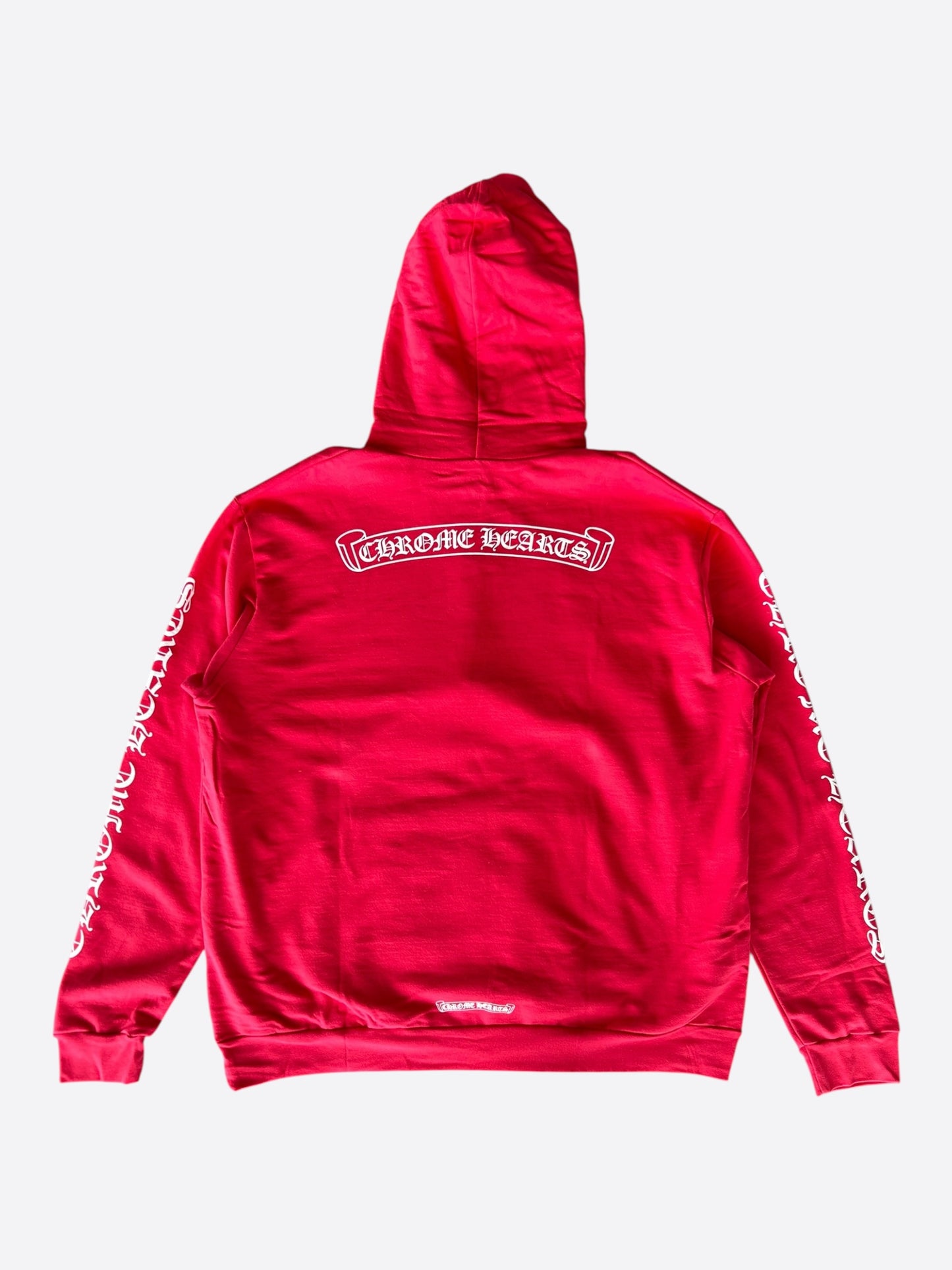 Chrome Hearts Red & White Scroll Logo Hoodie