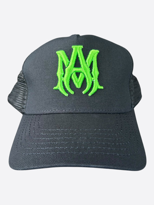 Amiri Black & Green MA Logo Trucker Hat