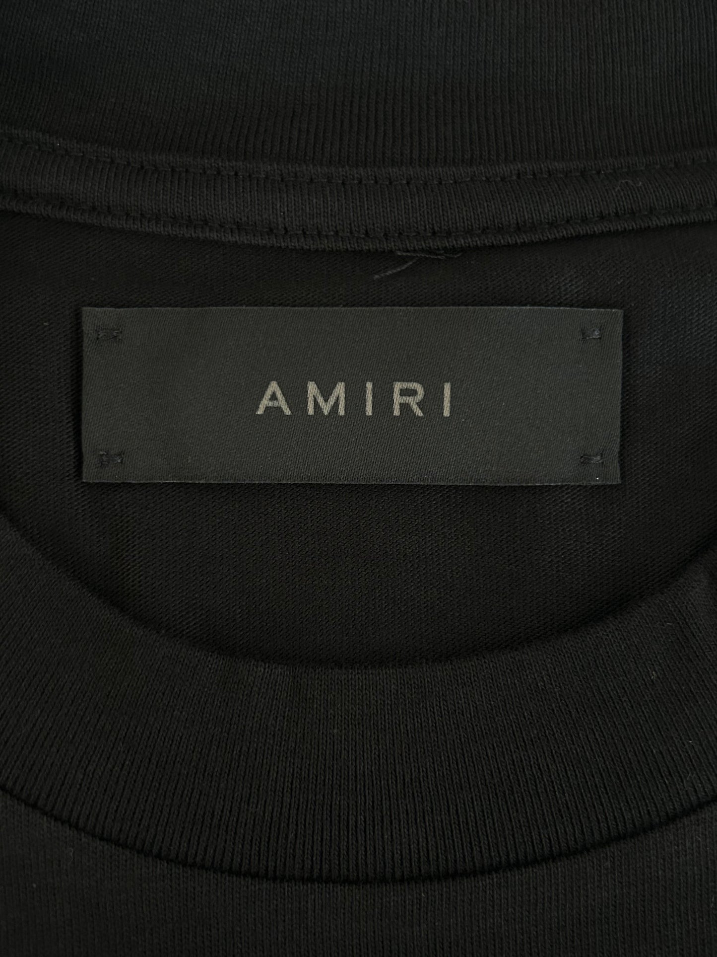 Amiri Black & White Staggered Logo T-Shirt