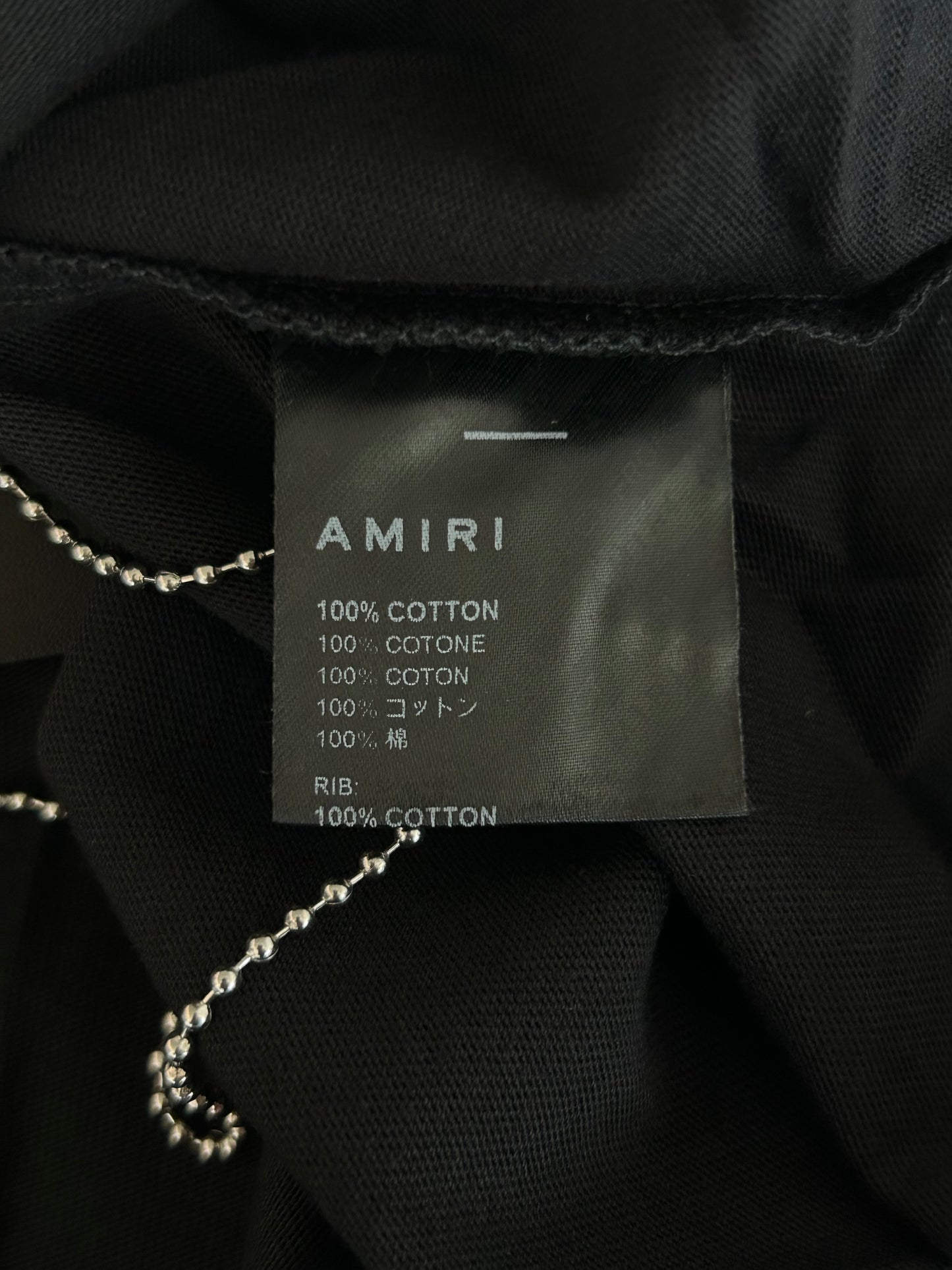 Amiri Black & White Staggered Logo T-Shirt