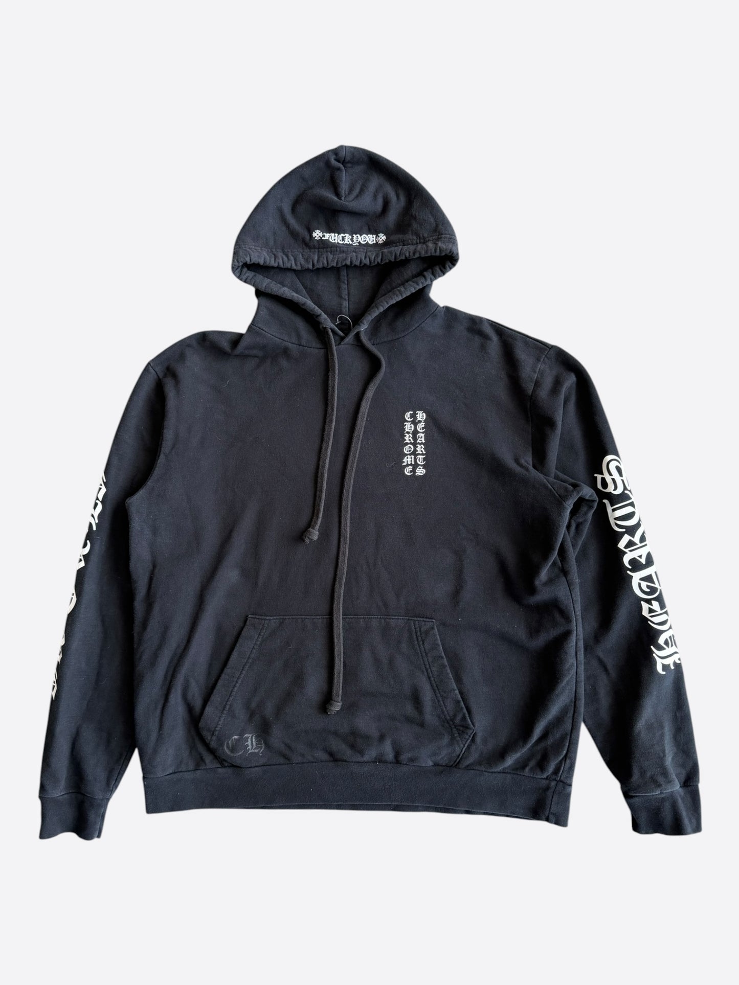 Chrome Hearts Black & White Script Logo Hoodie