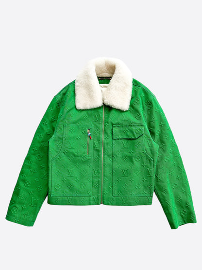 Louis Vuitton Green Monogram Shearling Workwear Jacket