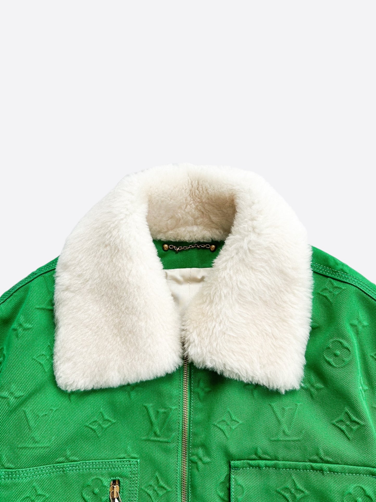 Louis Vuitton Green Monogram Shearling Workwear Jacket