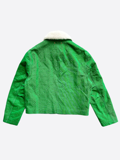 Louis Vuitton Green Monogram Shearling Workwear Jacket