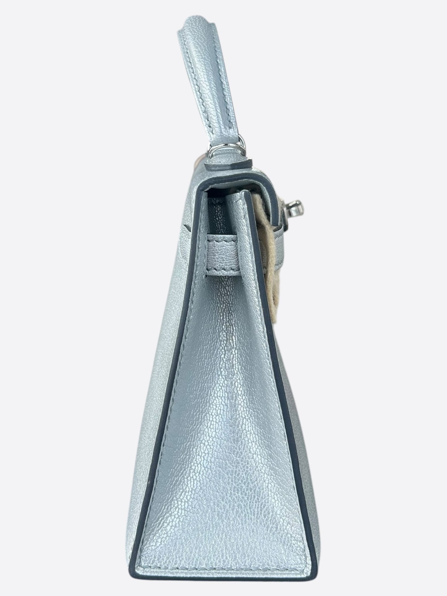 Hermes Metallic Silver Epsom Mini Kelly 20
