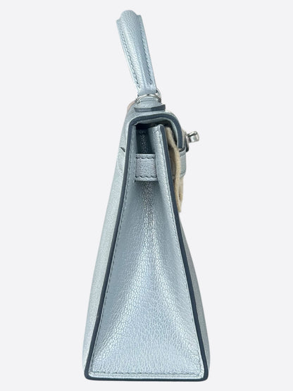 Hermes Metallic Silver Epsom Mini Kelly 20