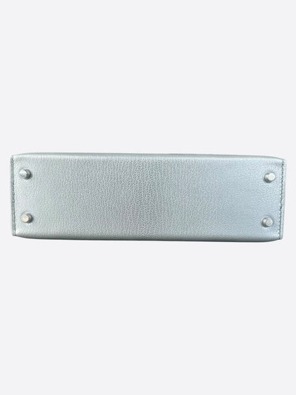 Hermes Metallic Silver Epsom Mini Kelly 20
