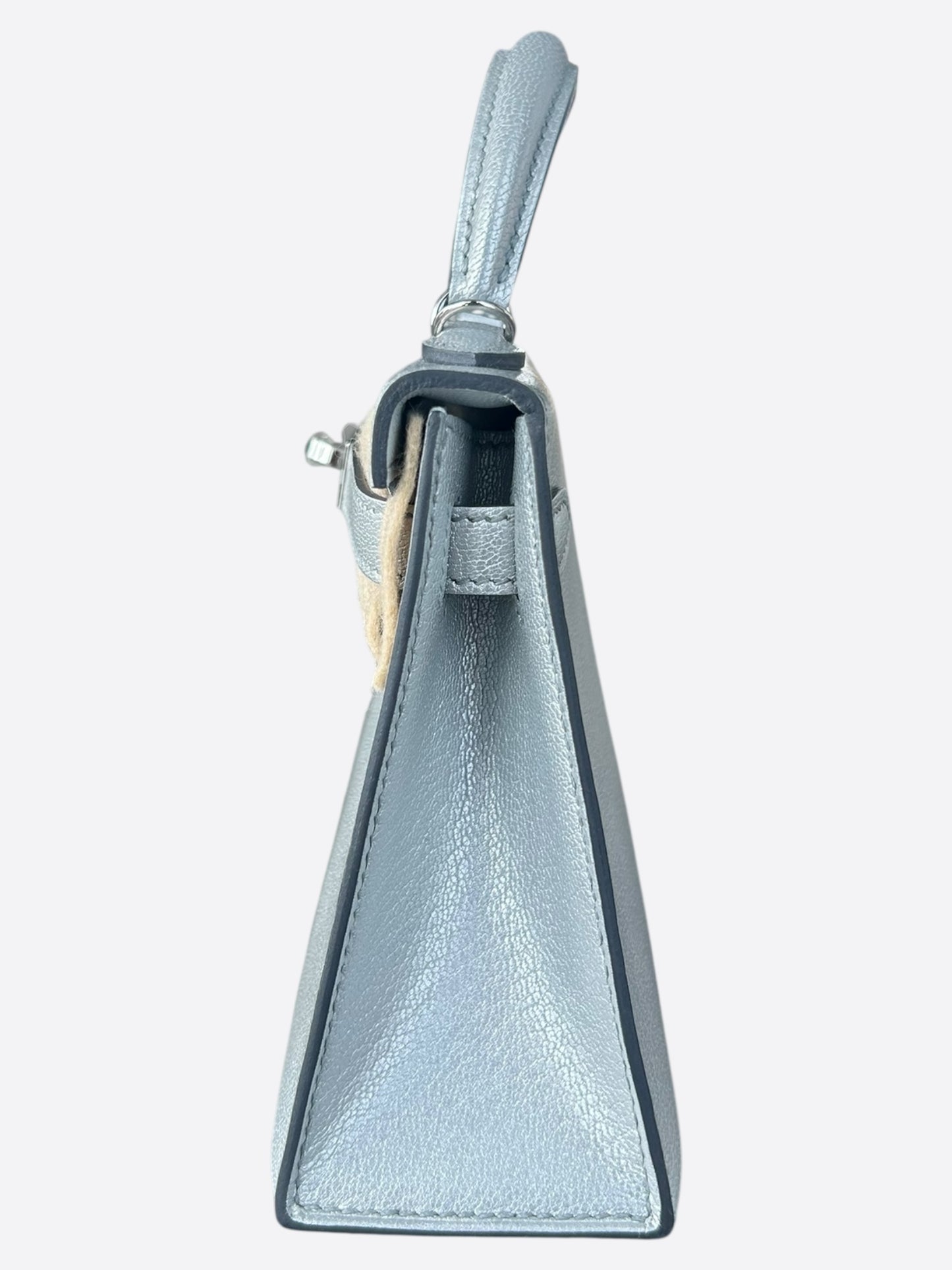 Hermes Metallic Silver Epsom Mini Kelly 20