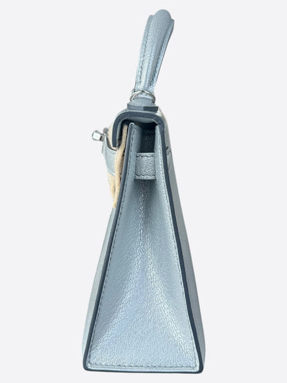 Hermes Metallic Silver Epsom Mini Kelly 20
