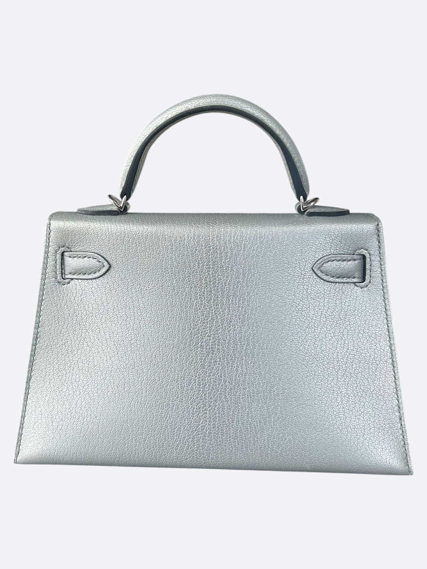 Hermes Metallic Silver Epsom Mini Kelly 20