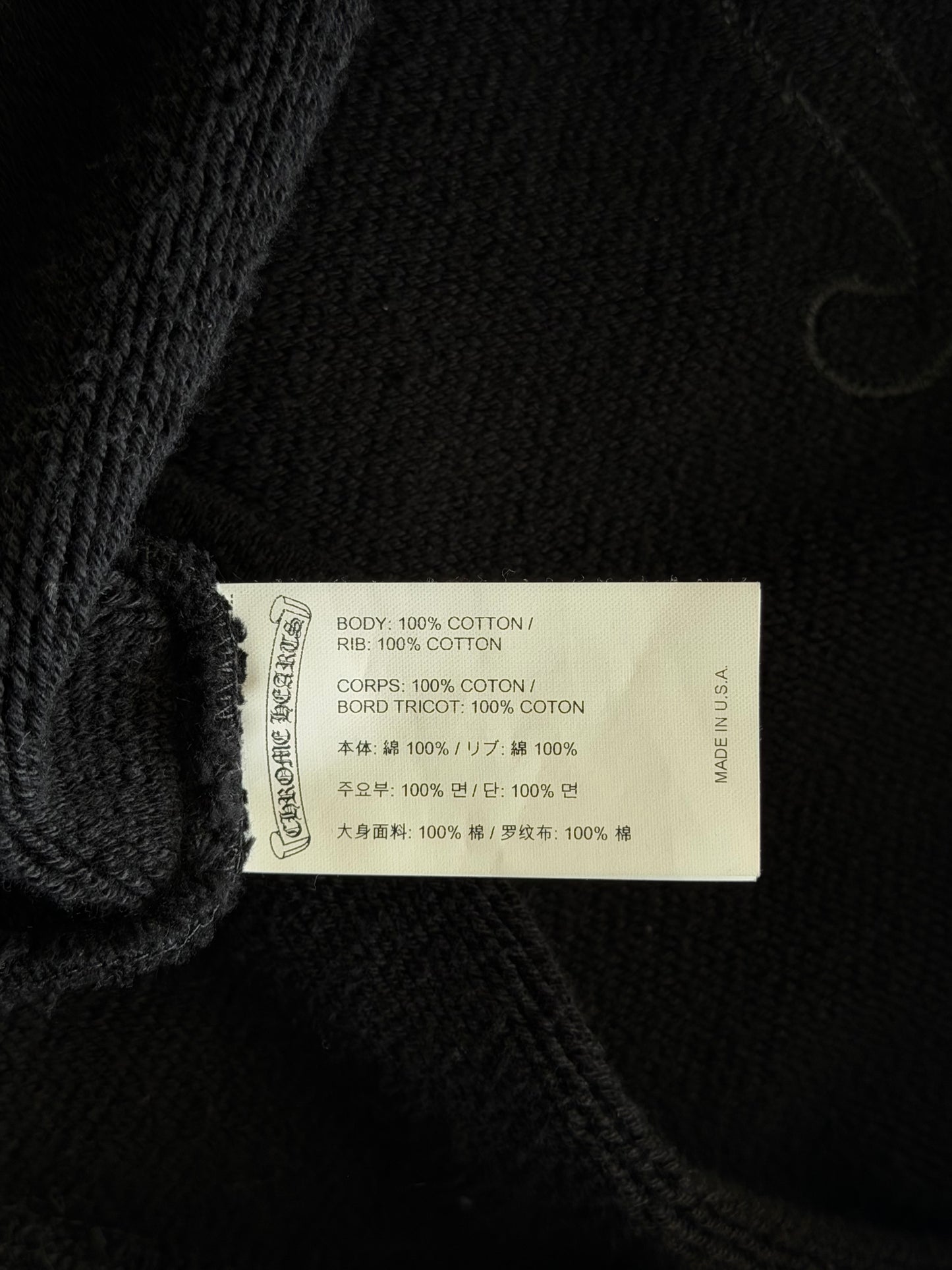 Chrome Hearts Black Triple Cross CH Logo Embroidered Hoodie