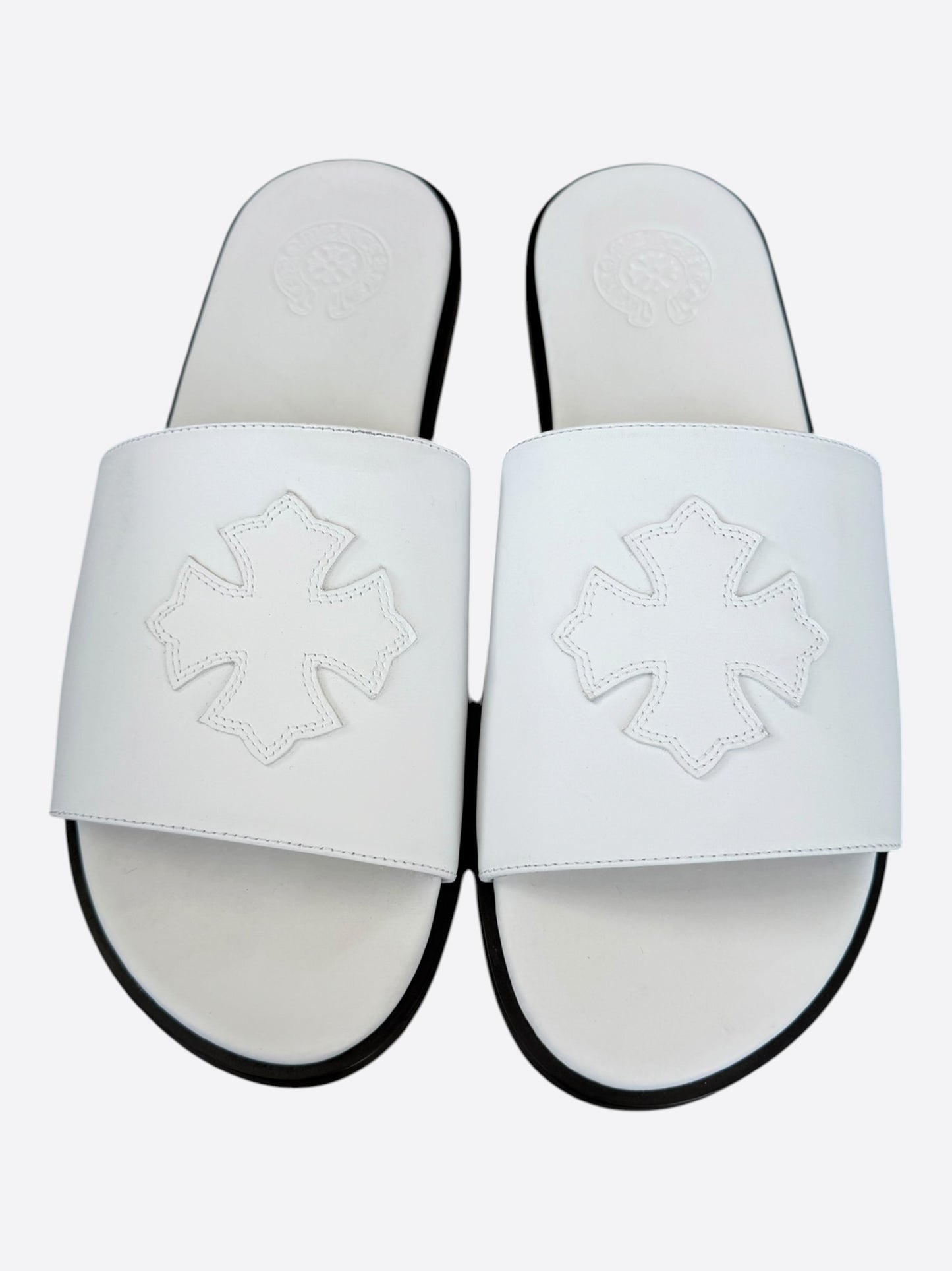 Chrome Hearts White Cross Patch Slides
